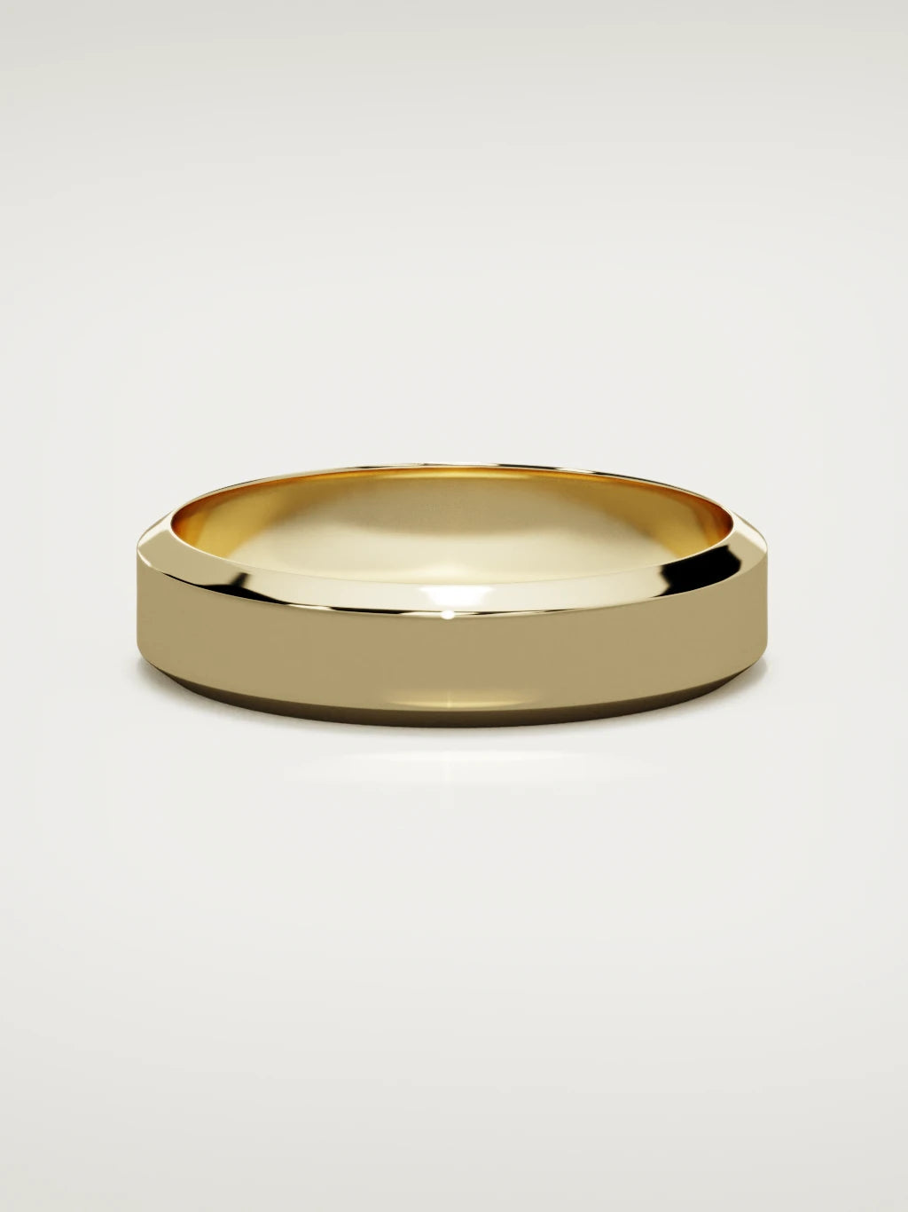 The Canto chamfered-edge men's wedding band in 14K yellow gold, 5 mm, front view