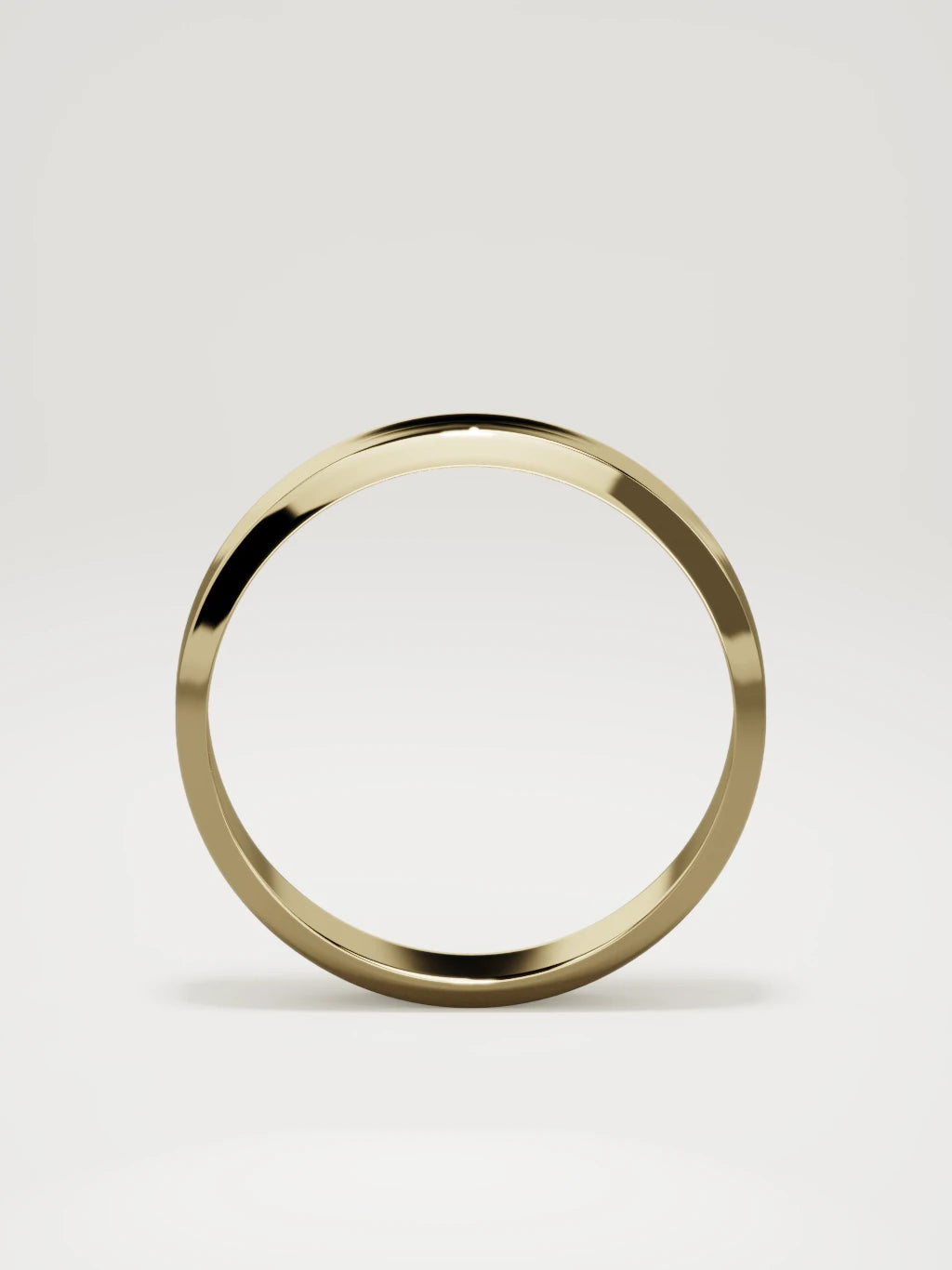 The Canto chamfered-edge men's wedding band in 14K yellow gold, 5 mm, standing front view