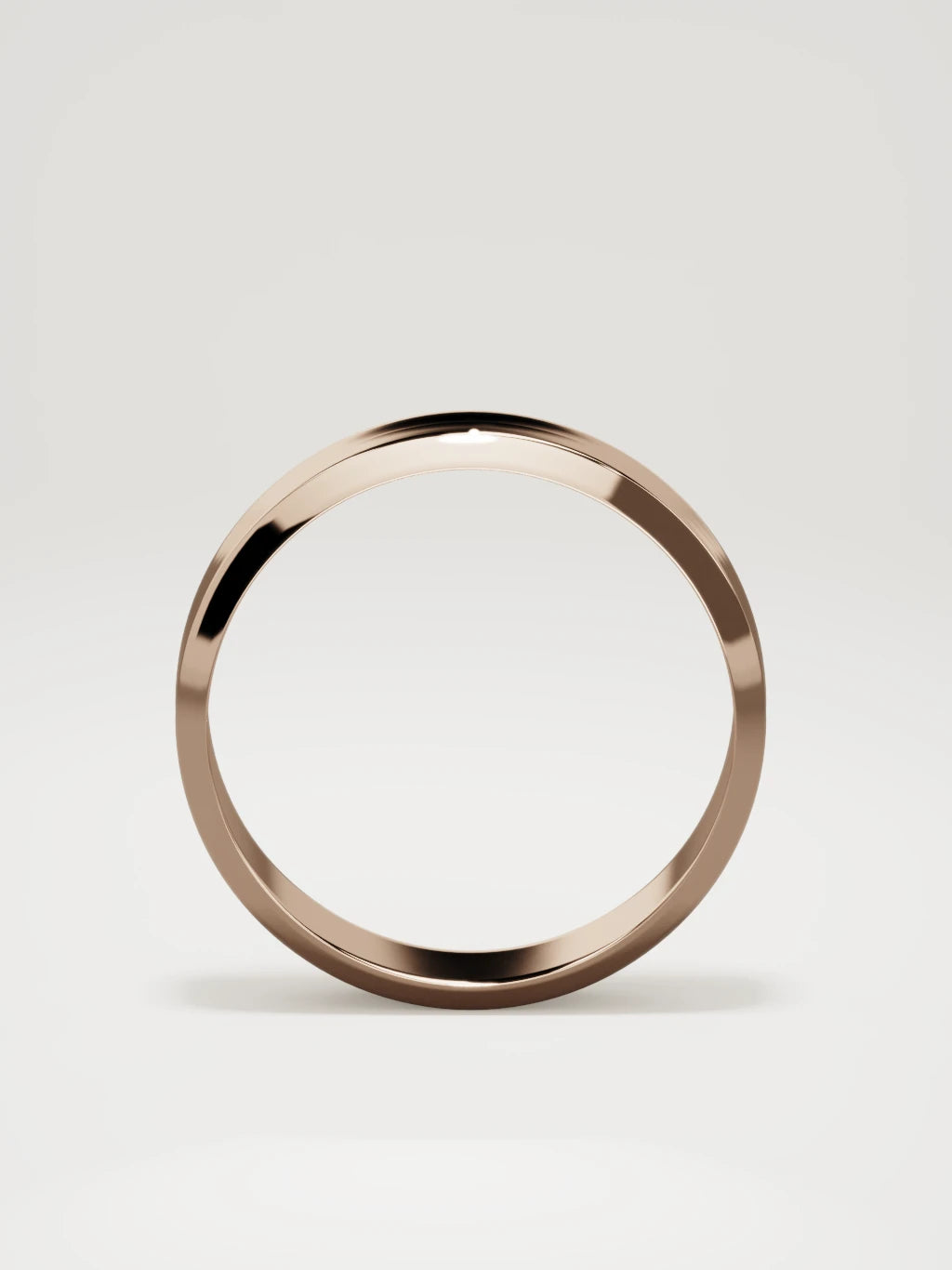 The Canto chamfered-edge men's wedding band in 14K rose gold, 6 mm, standing front view
