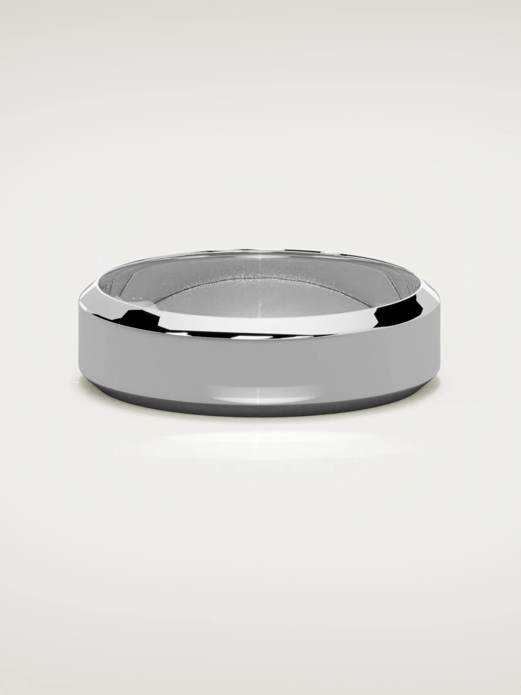 The Canto chamfered-edge men's wedding band in 14K white gold, 6 mm, front view