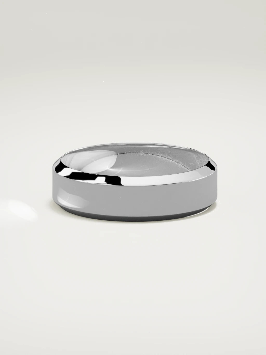The Canto chamfered-edge men's wedding band in 14K white gold, 6 mm, side view
