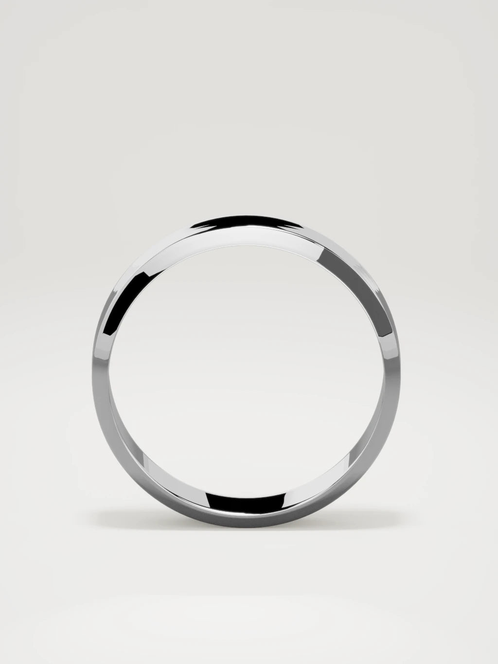 The Canto chamfered-edge men's wedding band in 14K white gold, 6 mm, standing front view