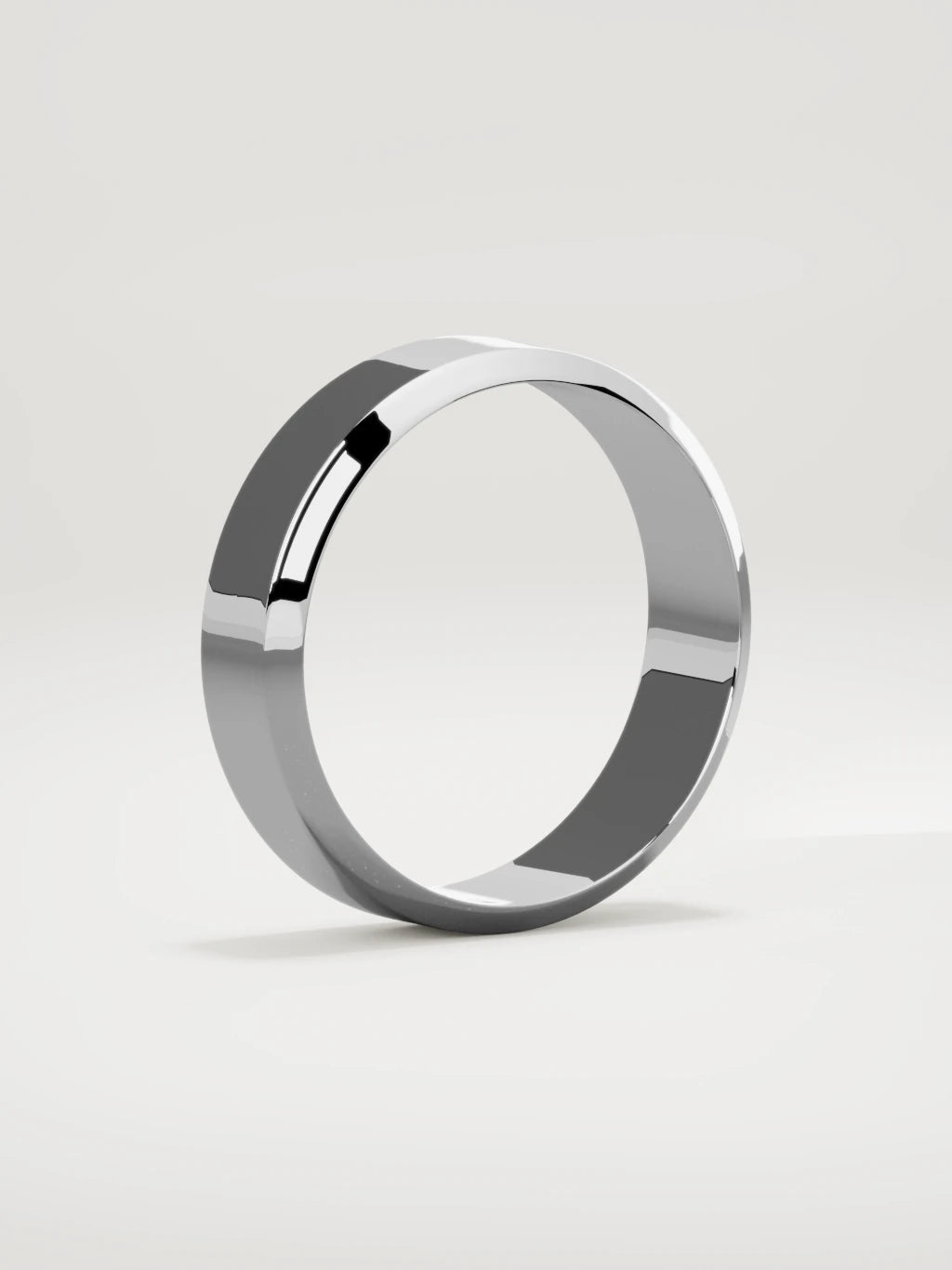 The Canto chamfered-edge men's wedding band in 14K white gold, 6 mm, standing three-quarter view