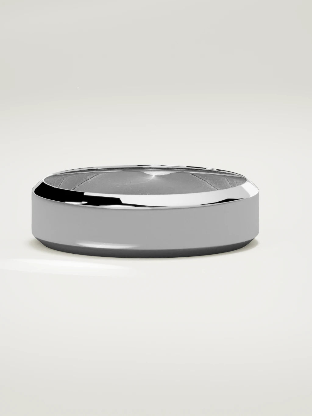 The Canto chamfered-edge men's wedding band in 14K white gold, 6 mm, three-quarter view
