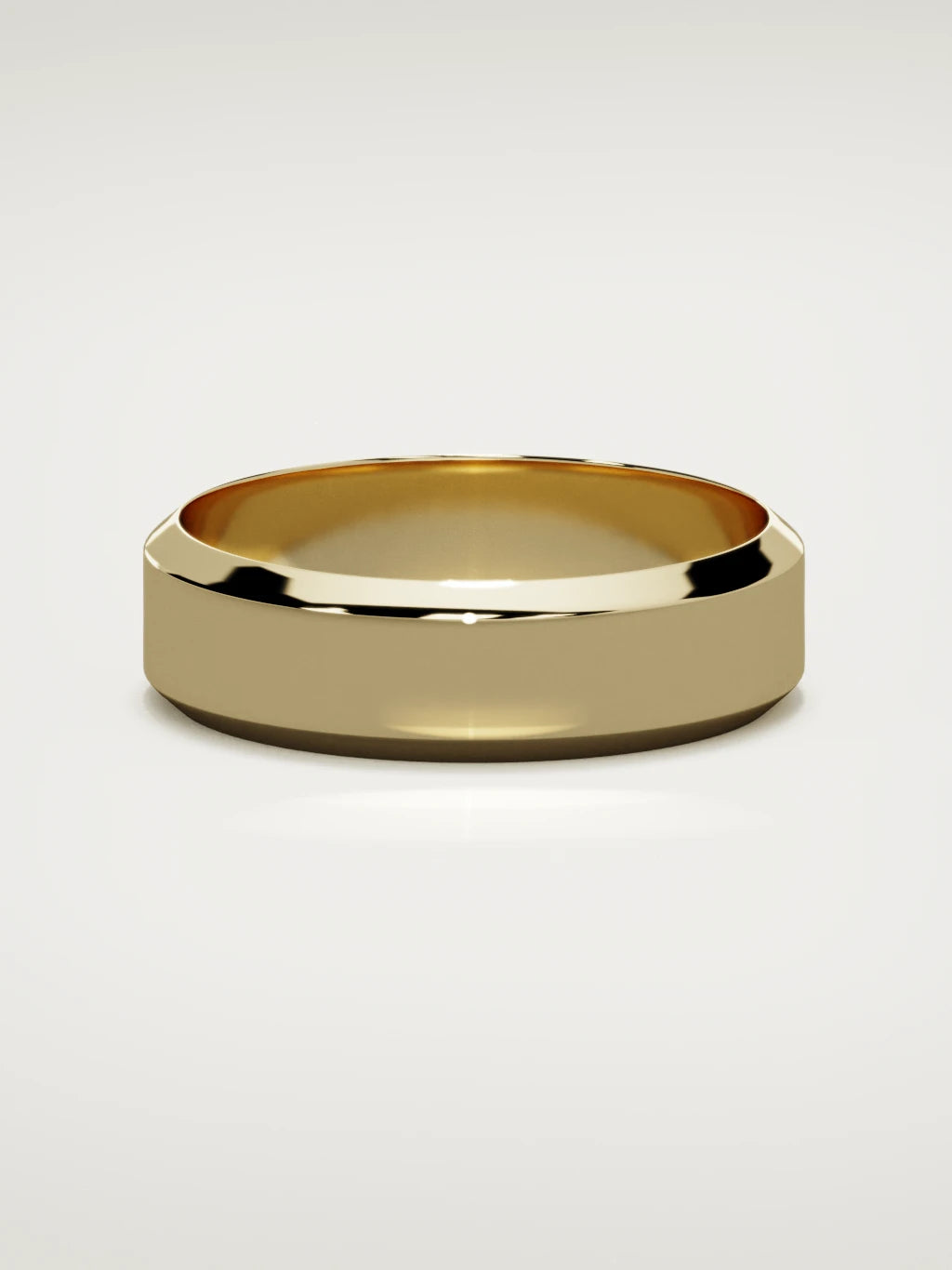The Canto chamfered-edge men's wedding band in 14K yellow gold, 6 mm, front view