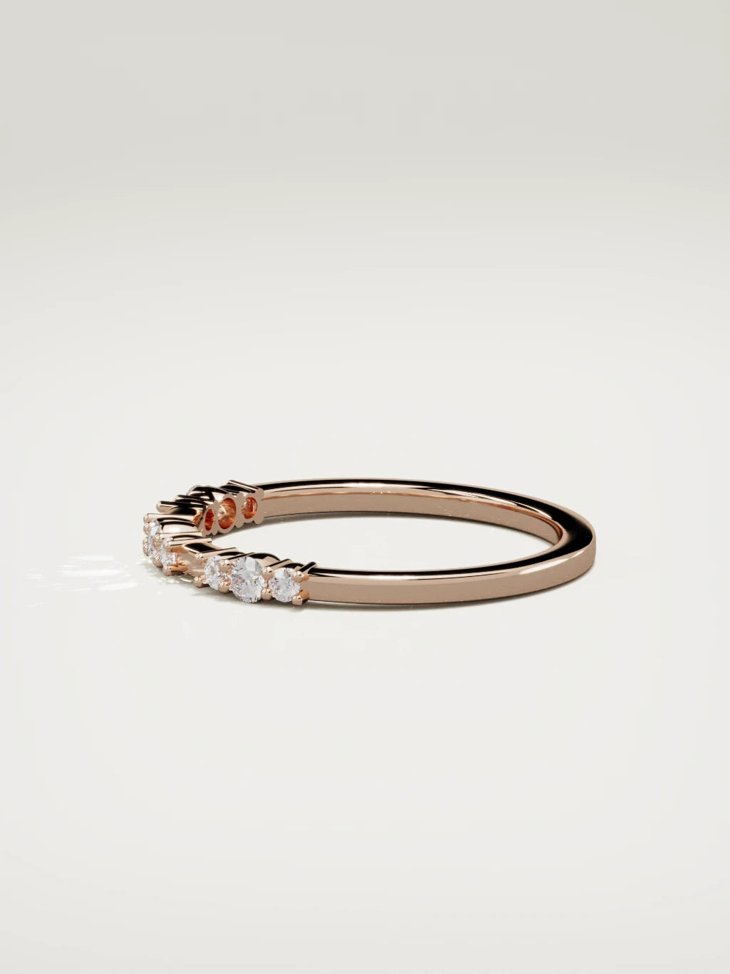 The Cielo scattered diamond band in 14K rose gold, side view