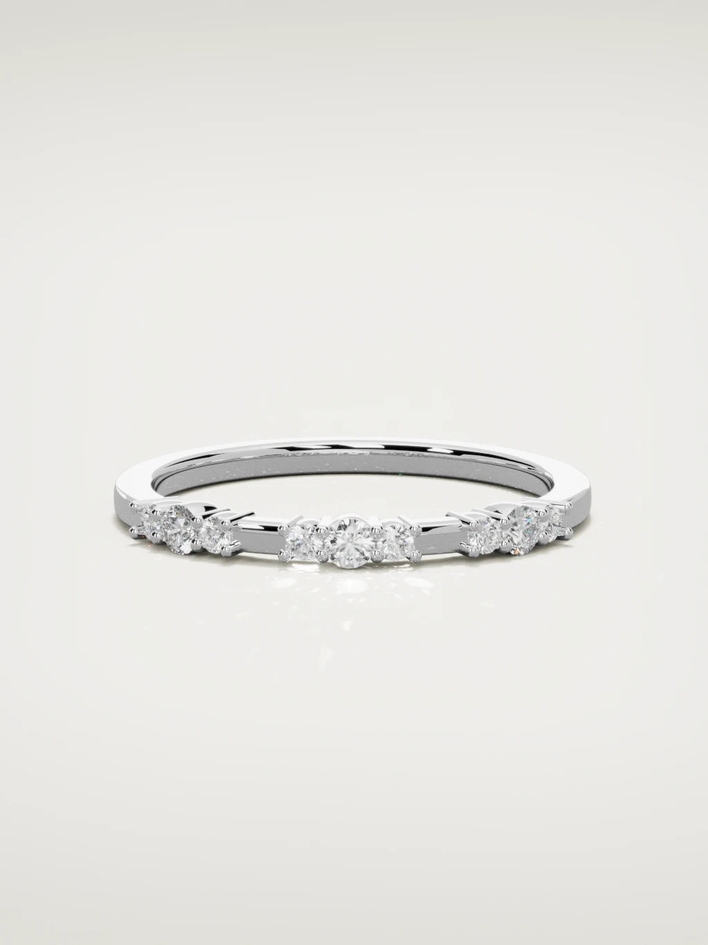 The Cielo scattered diamond band in 14K white gold, front view