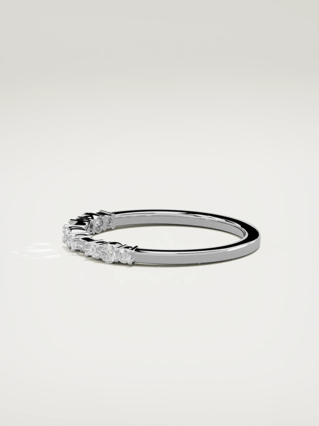 The Cielo scattered diamond band in 14K white gold, side view