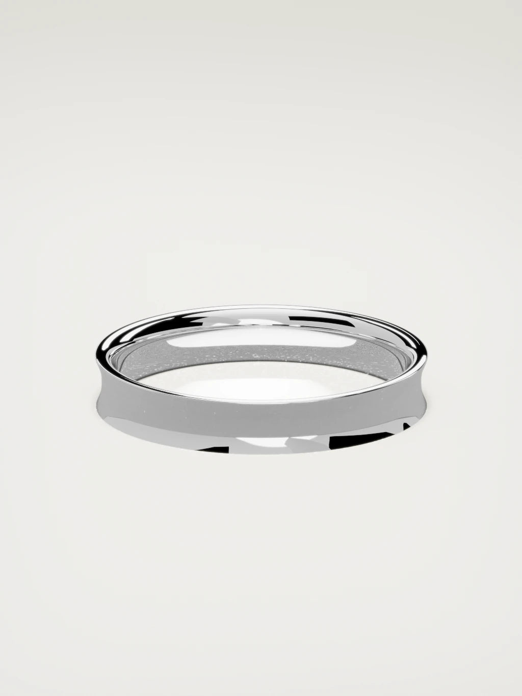The Calma comfort-fit flat men's wedding band in 14K white gold, 4 mm, back view