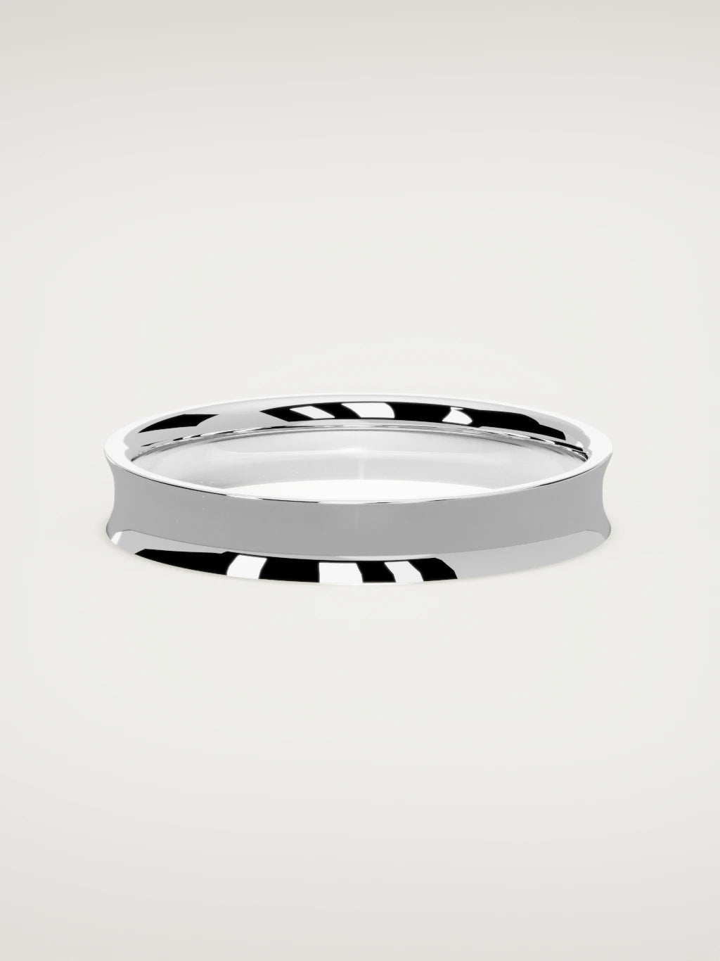 The Calma comfort-fit flat men's wedding band in 14K white gold, 4 mm, front view