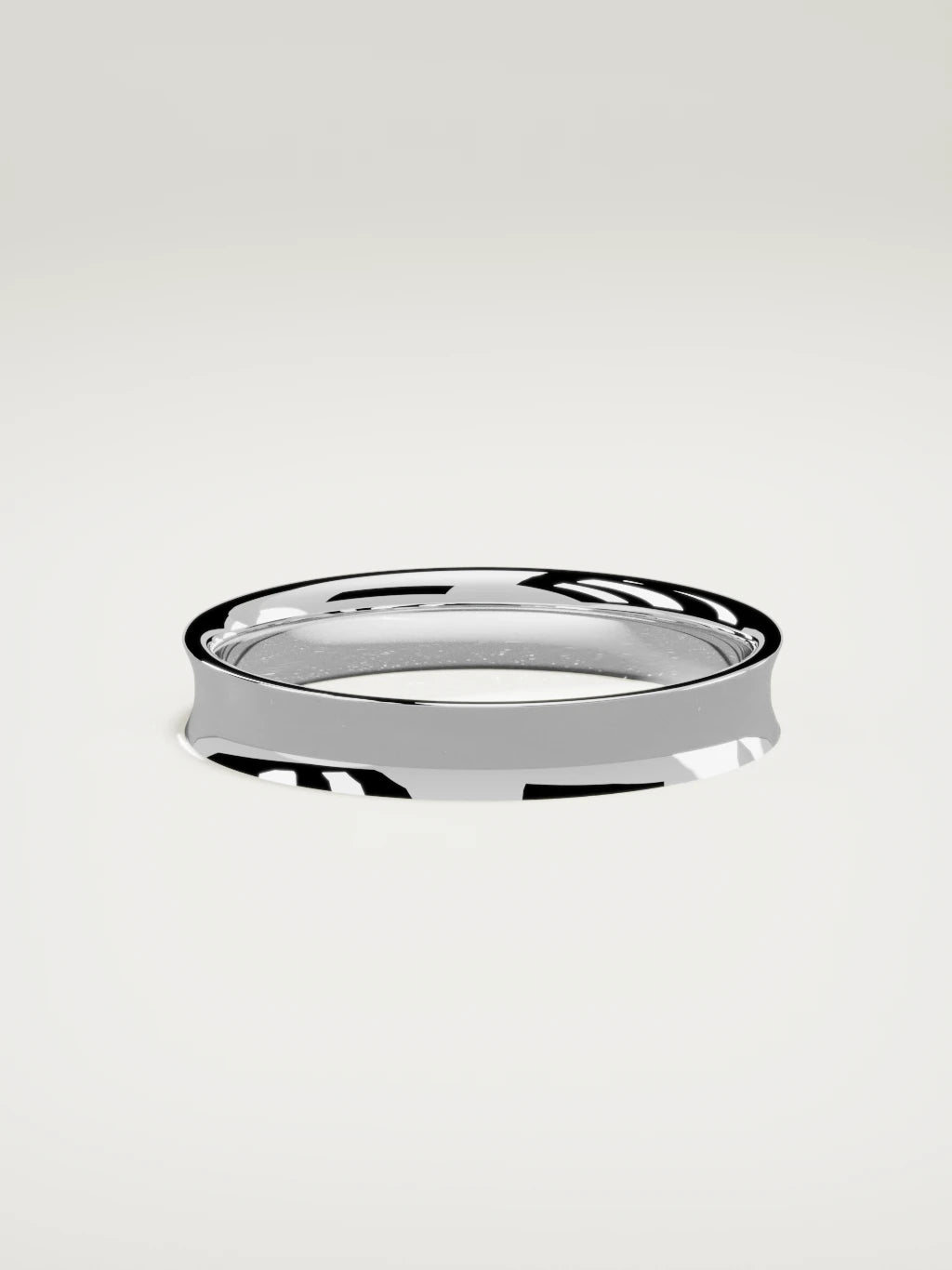 The Calma comfort-fit flat men's wedding band in 14K white gold, 4 mm, side view