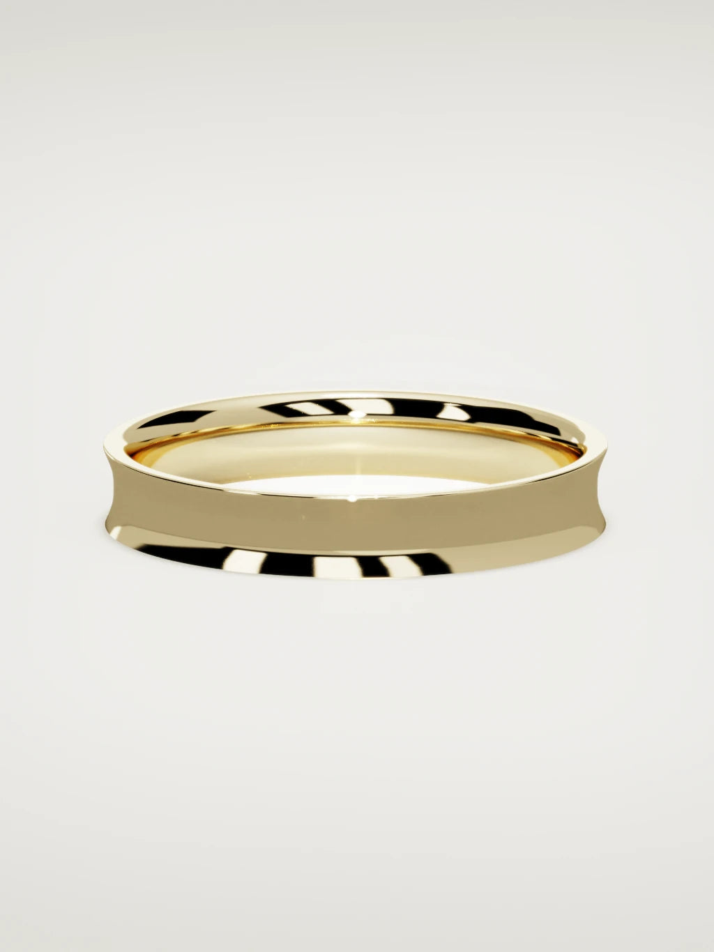 The Calma comfort-fit flat men's wedding band in 14K yellow gold, 4 mm, front view