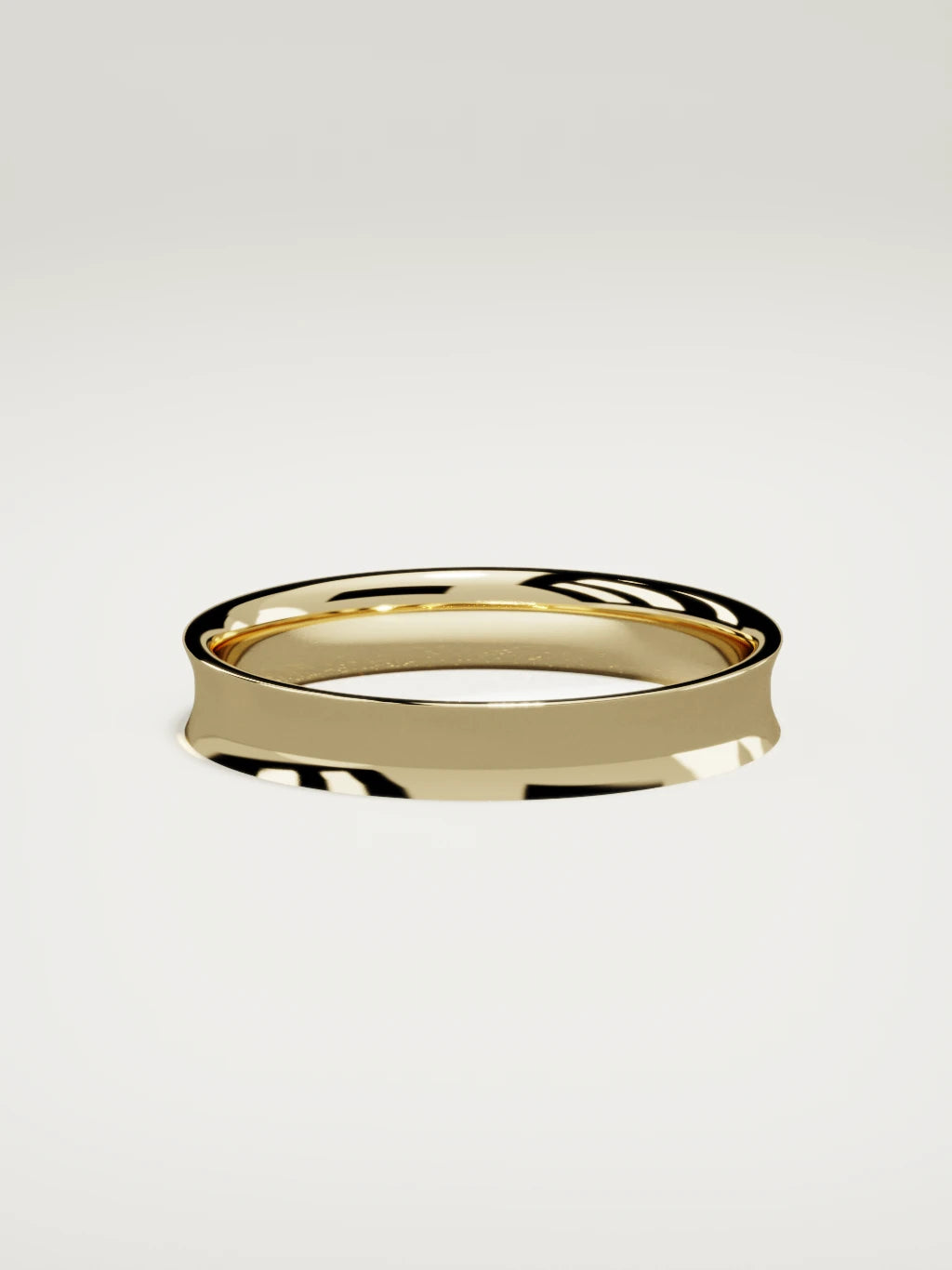 The Calma comfort-fit flat men's wedding band in 14K yellow gold, 4 mm, side view