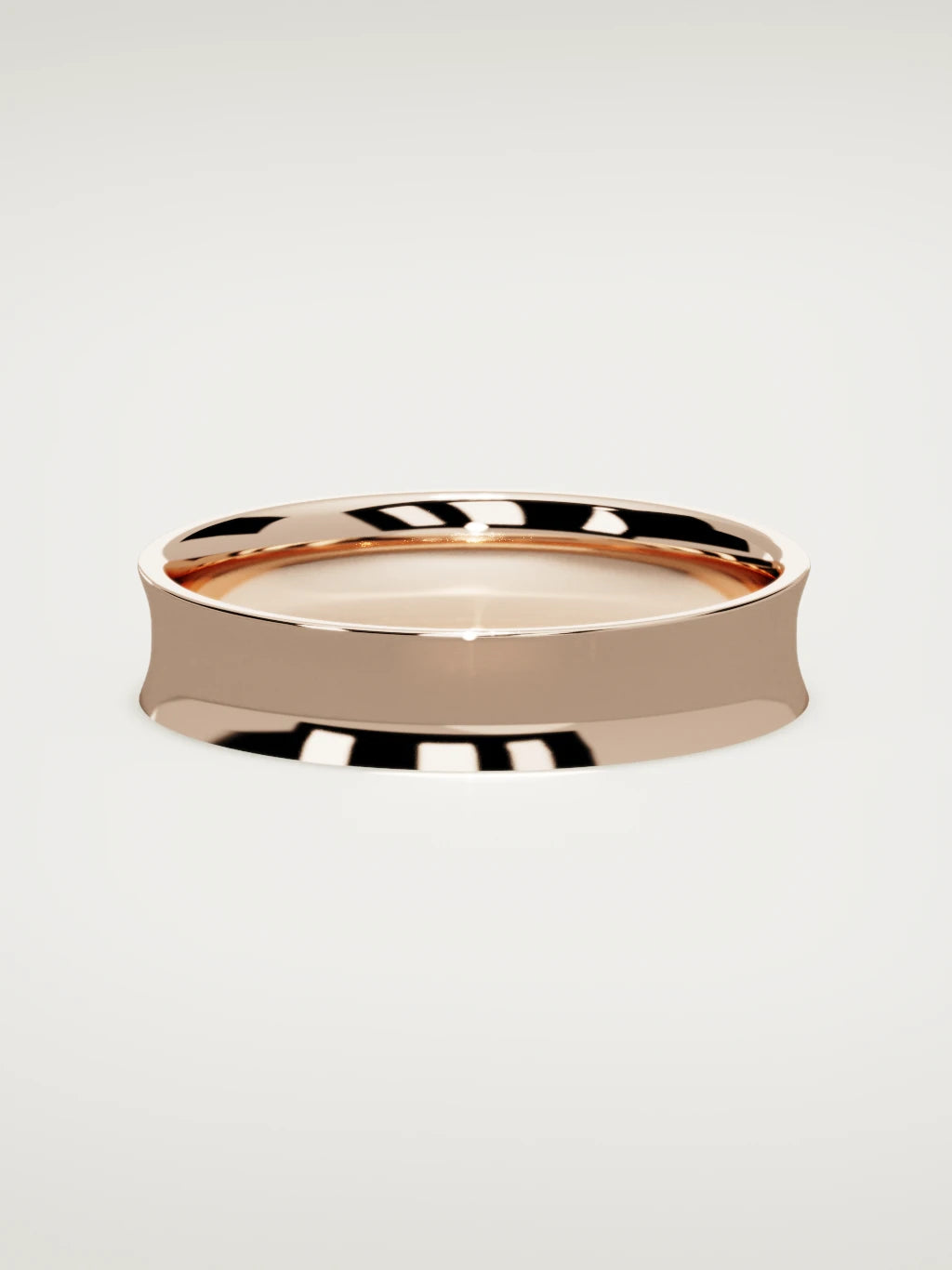 The Calma comfort-fit flat men's wedding band in 14K rose gold, 5 mm, front view