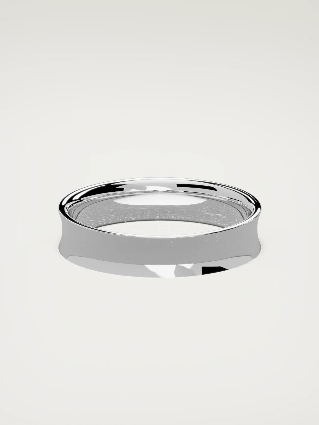 The Calma comfort-fit flat men's wedding band in 14K white gold, 5 mm, back view
