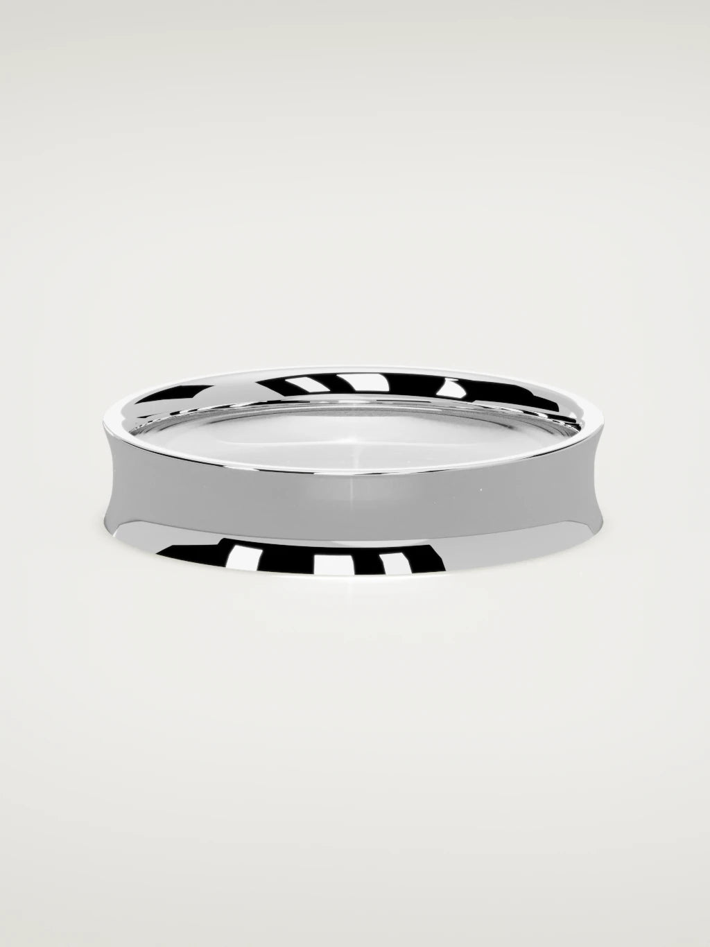 The Calma comfort-fit flat men's wedding band in 14K white gold, 5 mm, front view