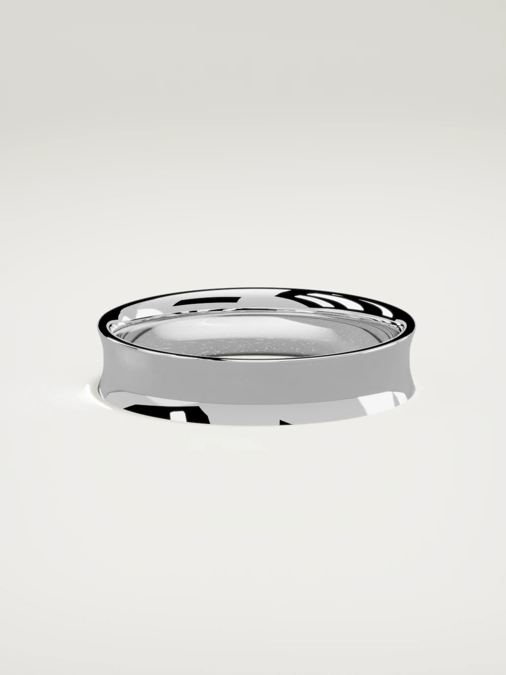 The Calma comfort-fit flat men's wedding band in 14K white gold, 5 mm, side view