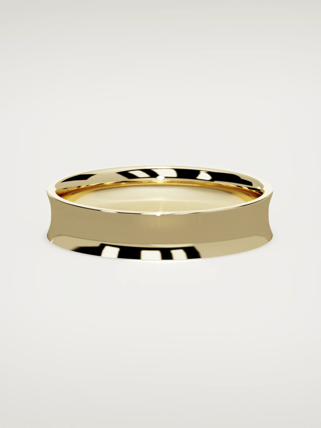 The Calma comfort-fit flat men's wedding band in 14K yellow gold, 5 mm, front view
