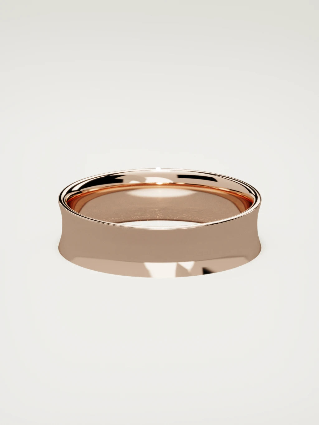 The Calma comfort-fit flat men's wedding band in 14K rose gold, 6 mm, back view