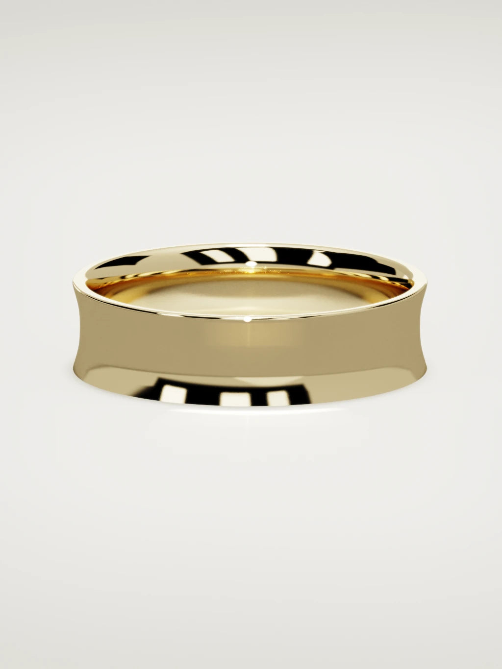 The Calma comfort-fit flat men's wedding band in 14K yellow gold, 6 mm, front view