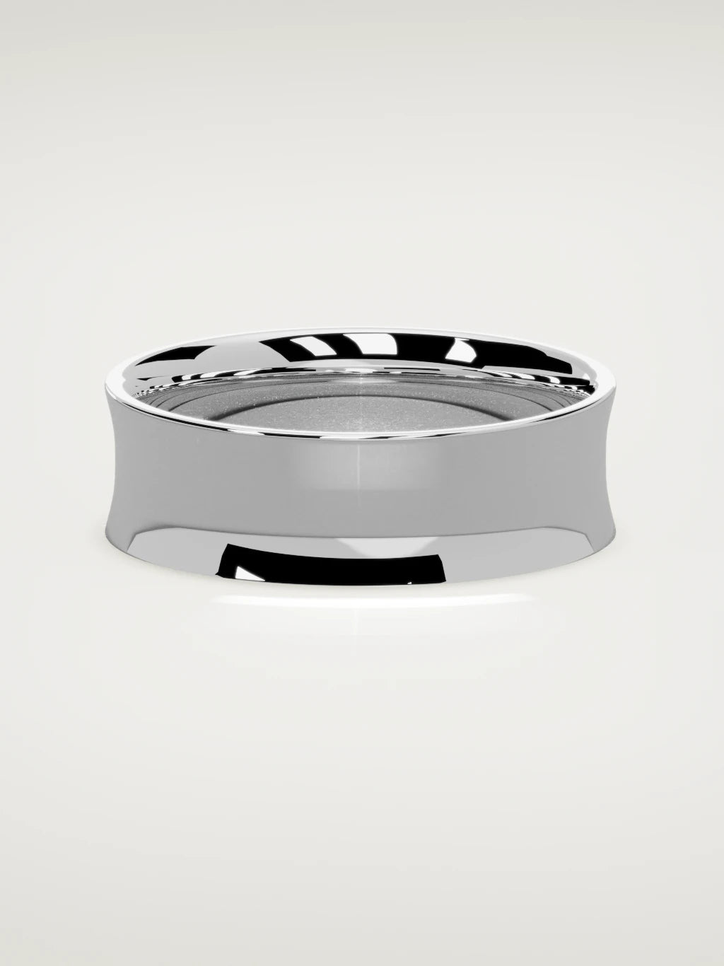 The Calma comfort-fit flat men's wedding band in 14K white gold, 7 mm, front view