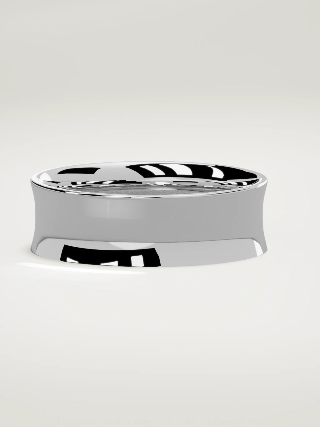 The Calma comfort-fit flat men's wedding band in 14K white gold, 7 mm, three-quarter view