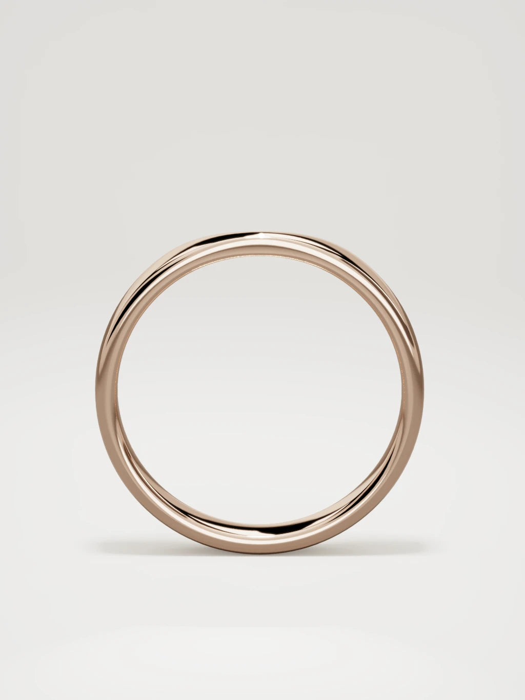 The Cuna wide notched contour wedding band in 14K rose gold, standing front view