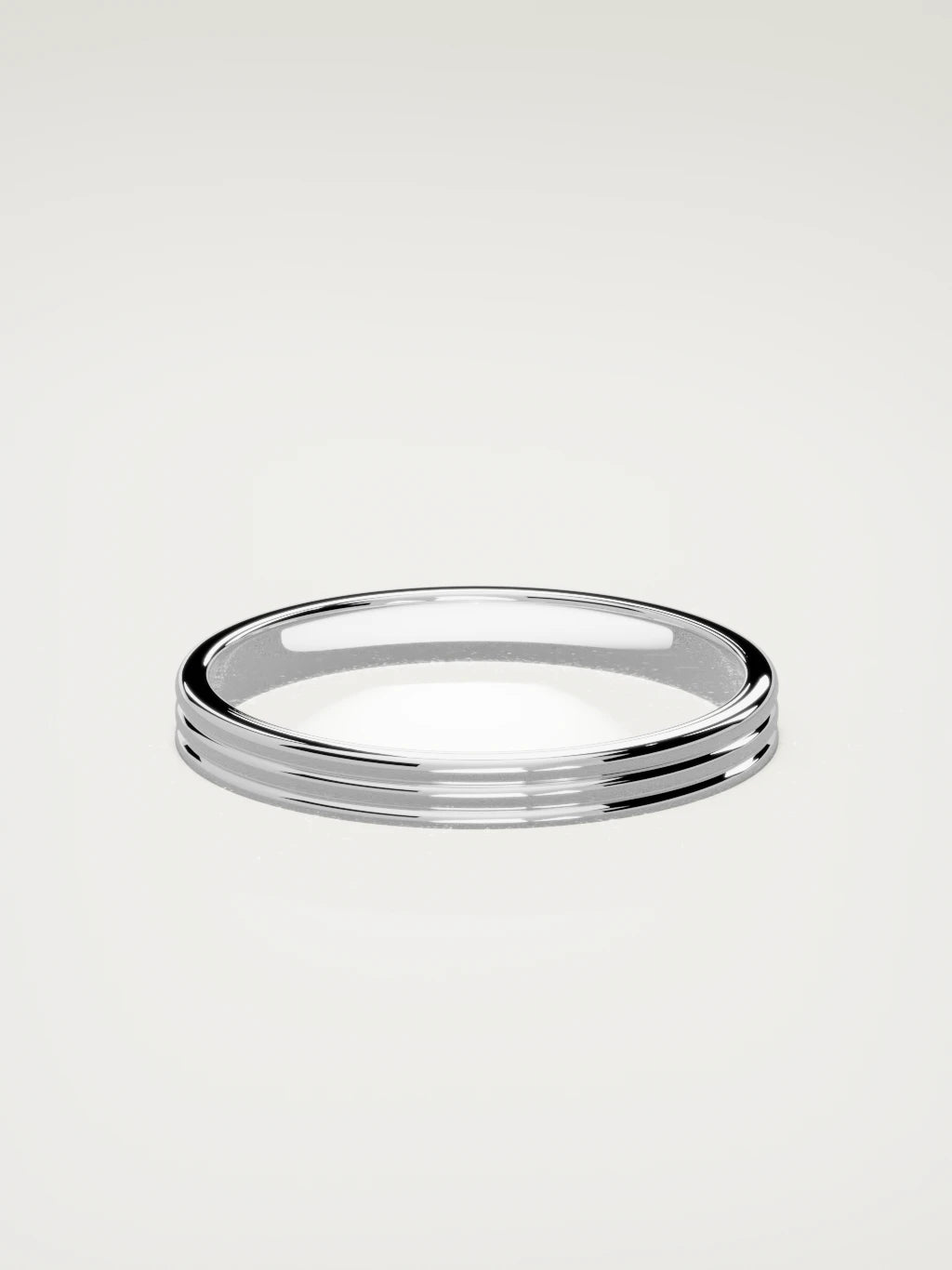 The Doble double-groove men's wedding band in 14K white gold, 3 mm, back view