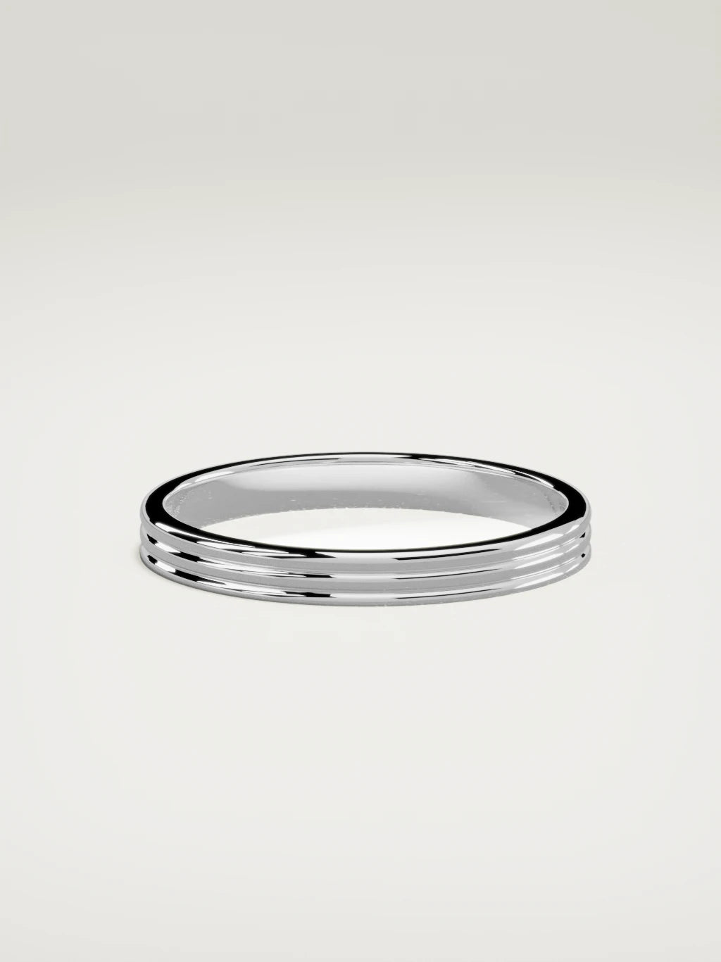 The Doble double-groove men's wedding band in 14K white gold, 3 mm, side view