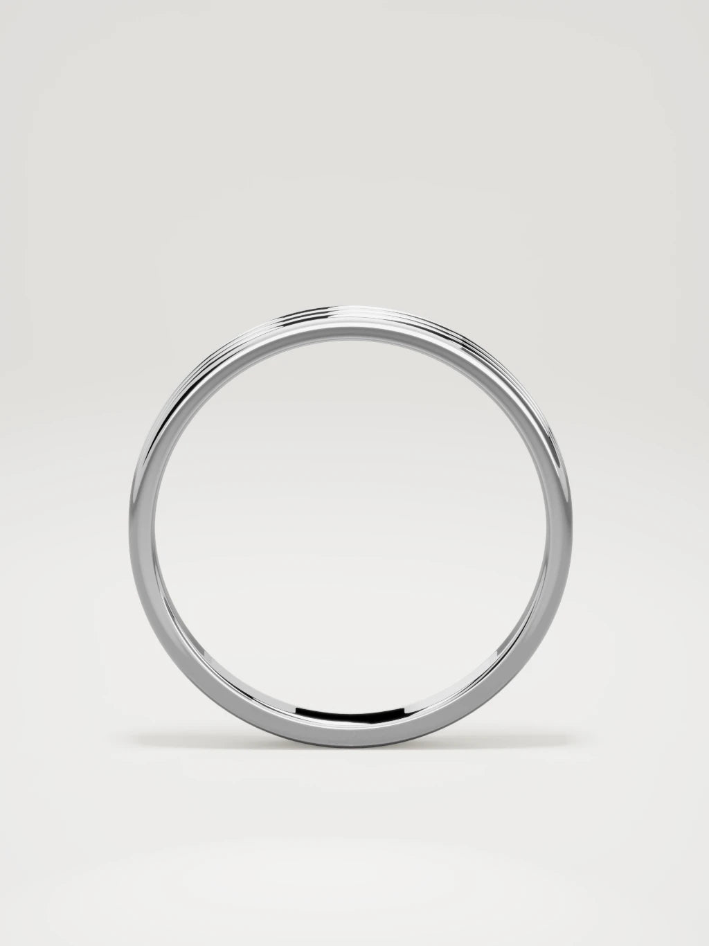 The Doble double-groove men's wedding band in 14K white gold, 3 mm, standing front view
