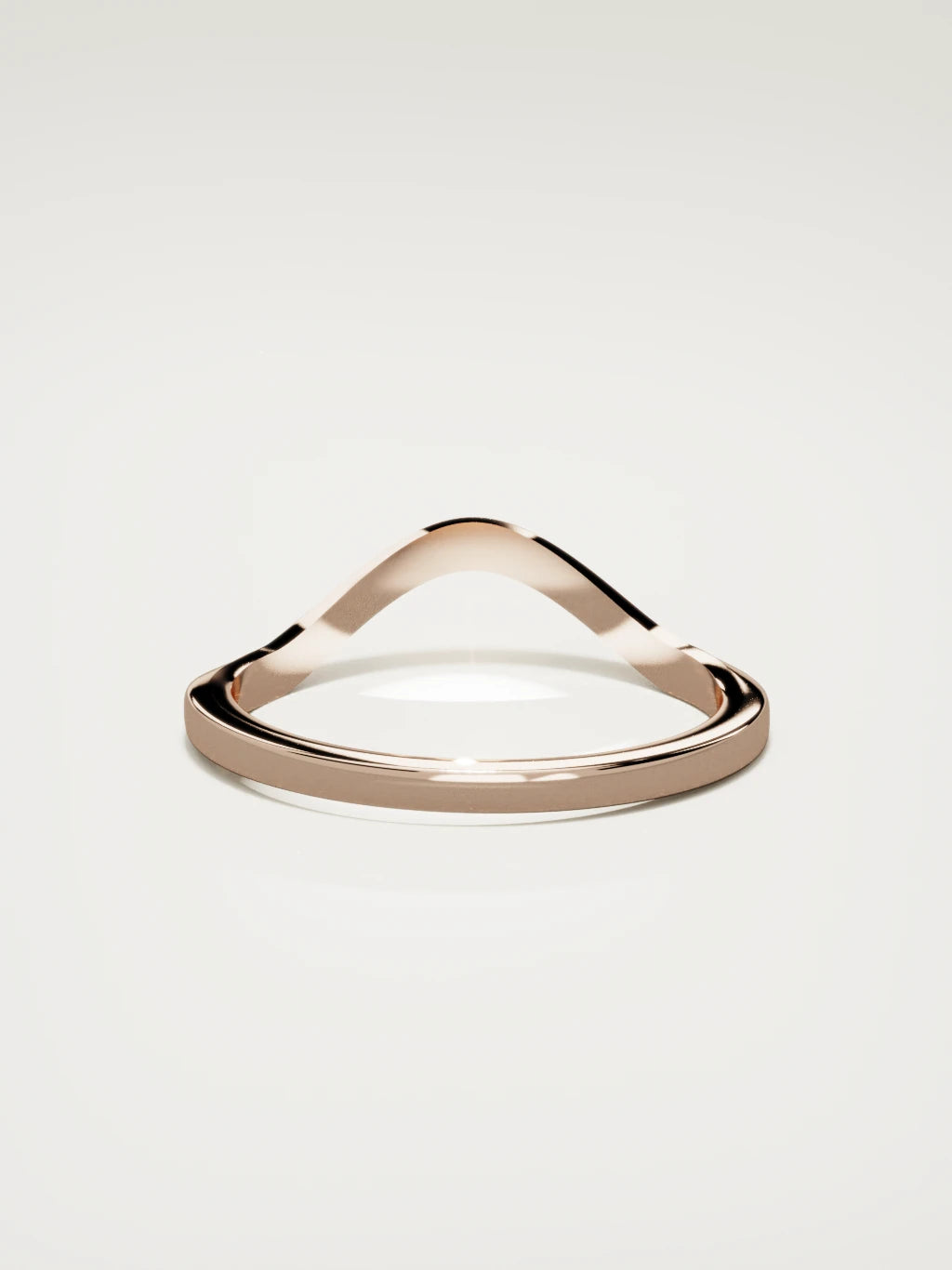 The Eco contour wedding band in 14K rose gold, back view