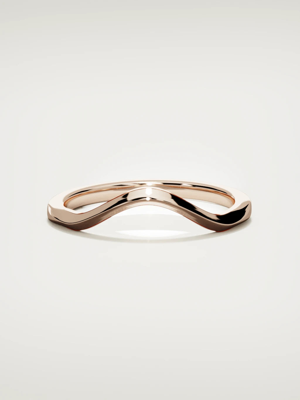 The Eco contour wedding band in 14K rose gold, front view