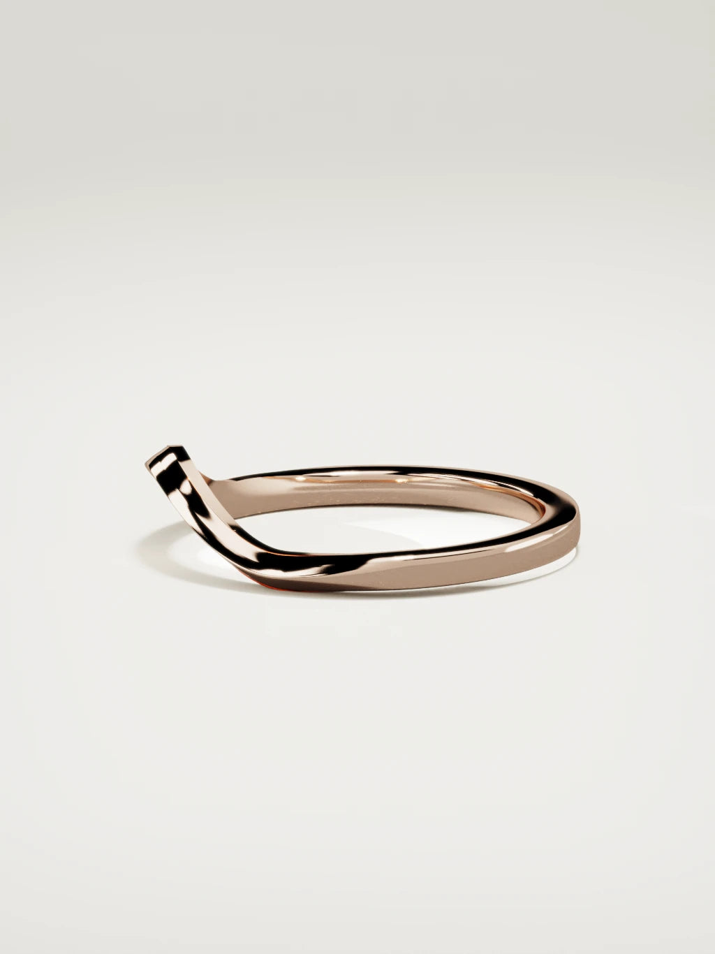 The Eco contour wedding band in 14K rose gold, side view
