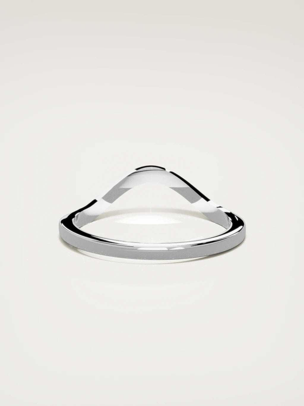 The Eco contour wedding band in 14K white gold, back view
