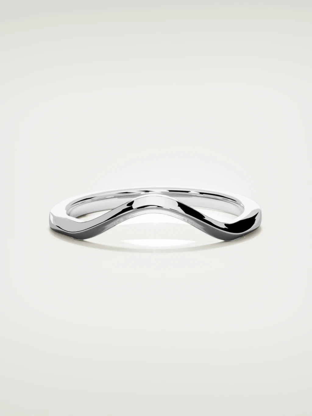 The Eco contour wedding band in 14K white gold, front view
