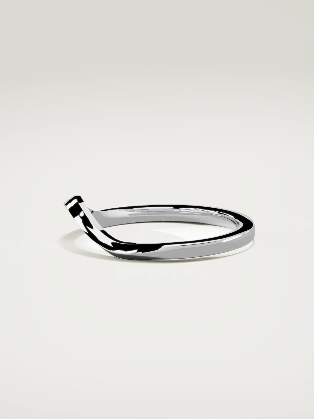 The Eco contour wedding band in 14K white gold, side view