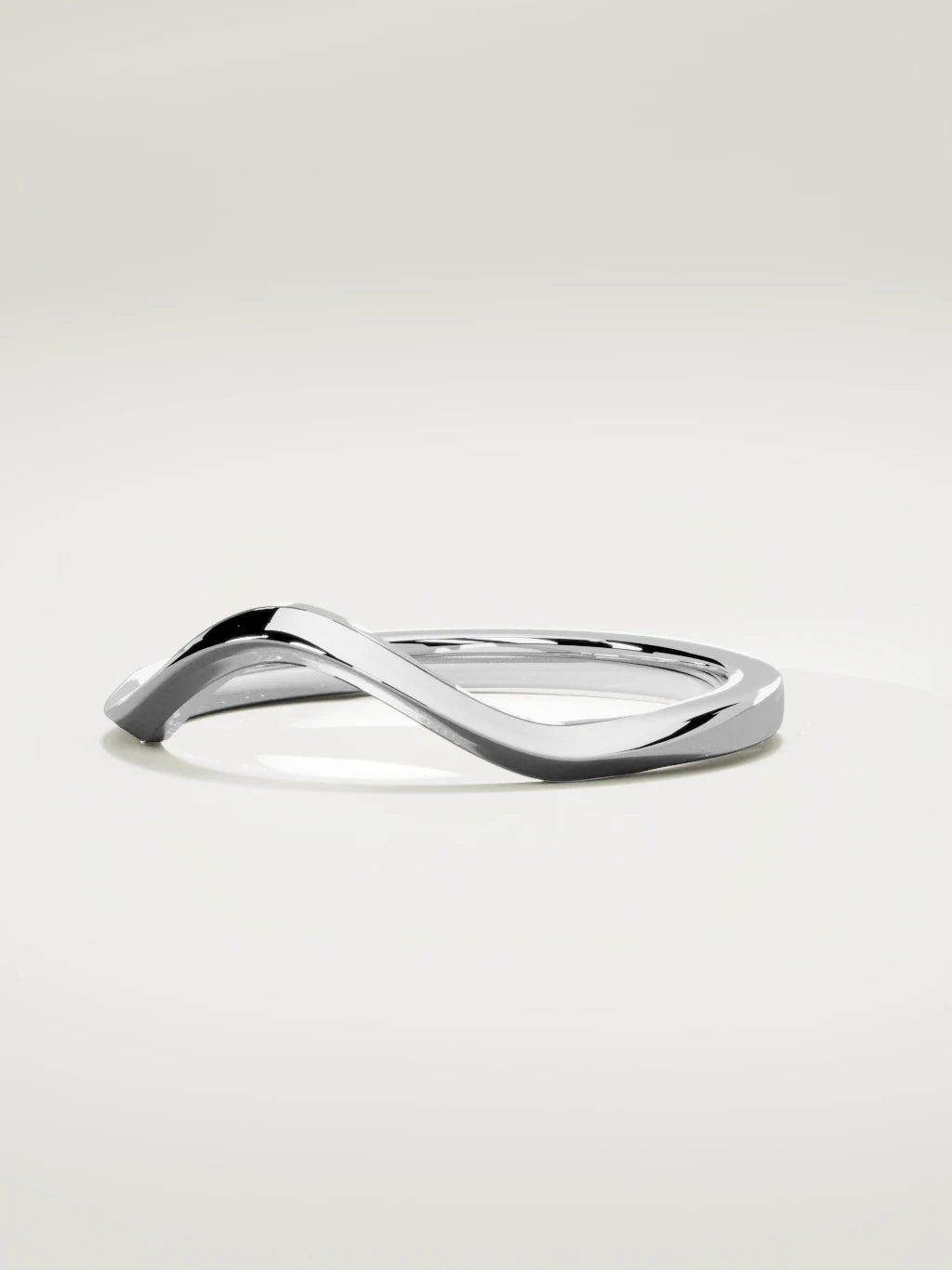 The Eco contour wedding band in 14K white gold, three-quarter view