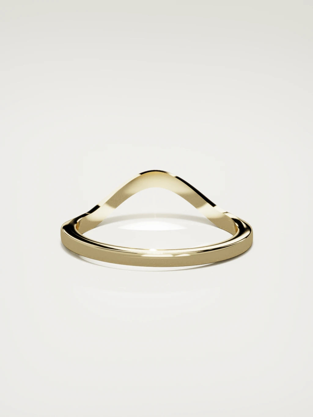 The Eco contour wedding band in 14K yellow gold, back view