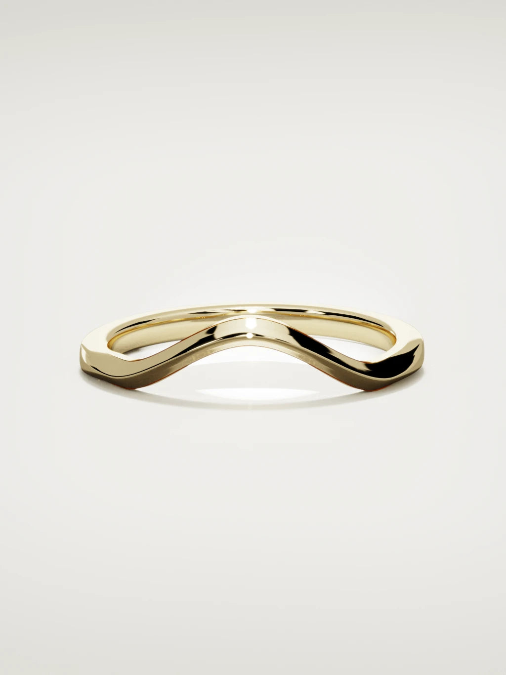 The Eco contour wedding band in 14K yellow gold, front view