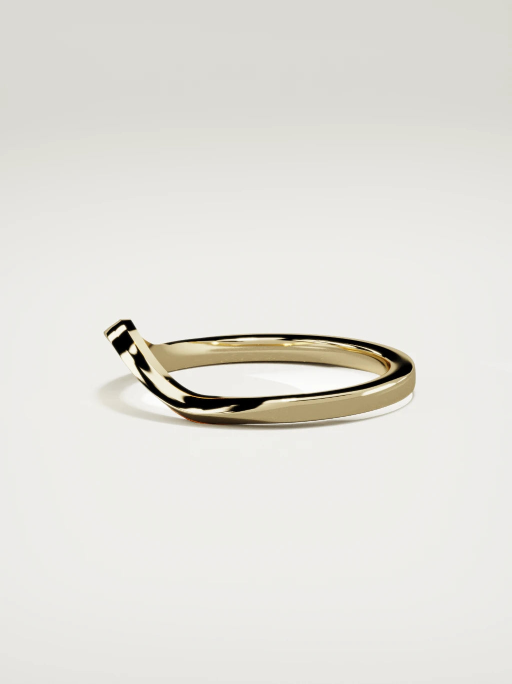 The Eco contour wedding band in 14K yellow gold, side view