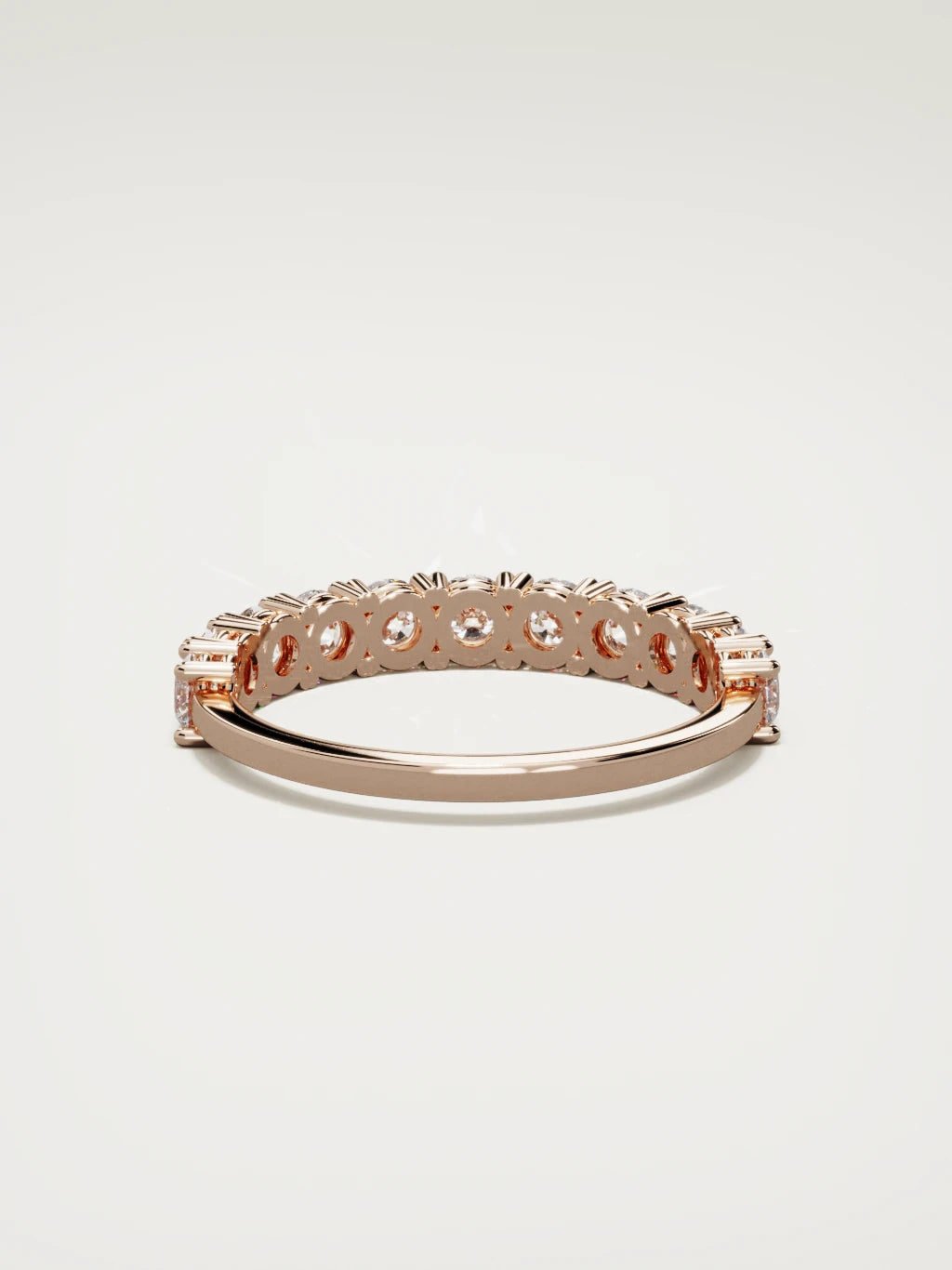The Gloria open-prong half eternity band in 14K rose gold, back view
