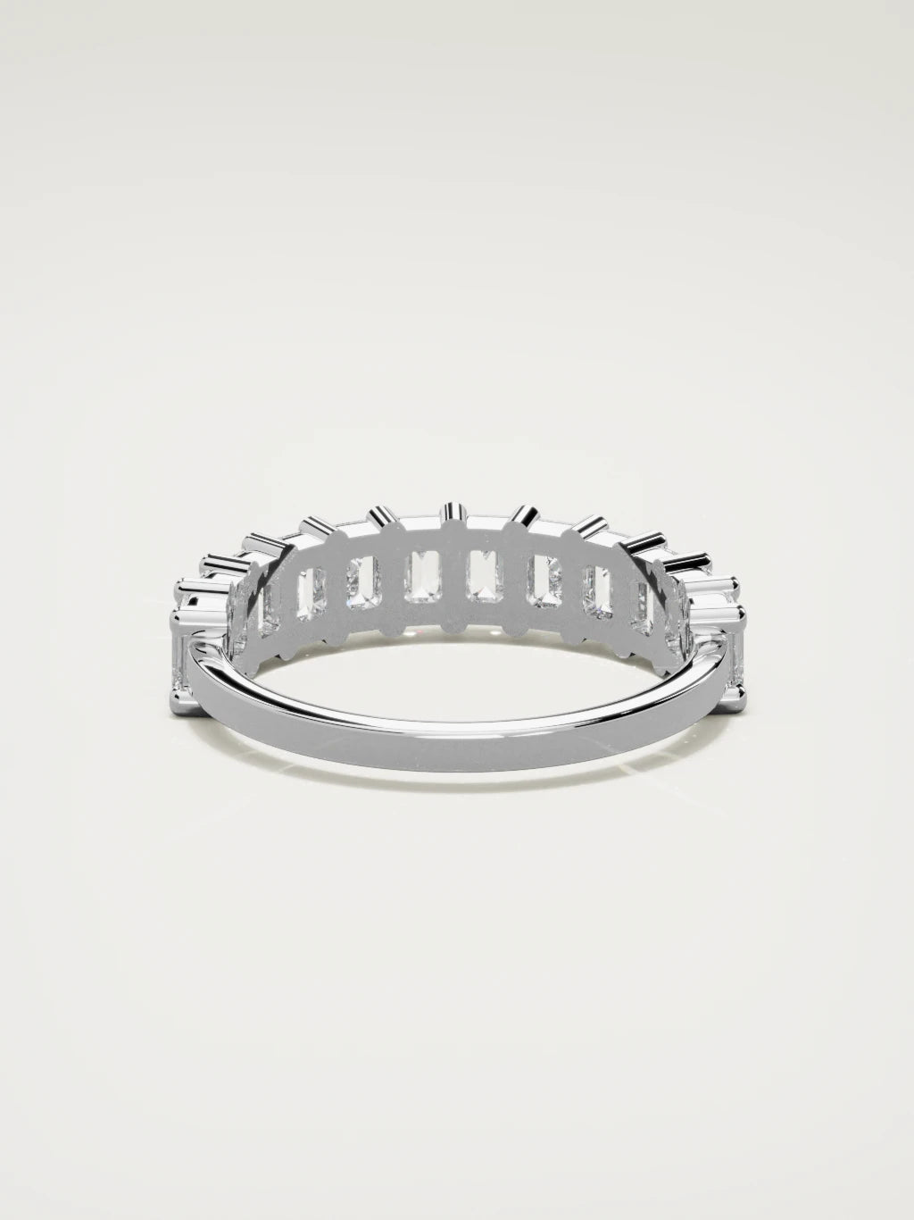 The Gracia prong emerald-cut half eternity band in 14K white gold, back view