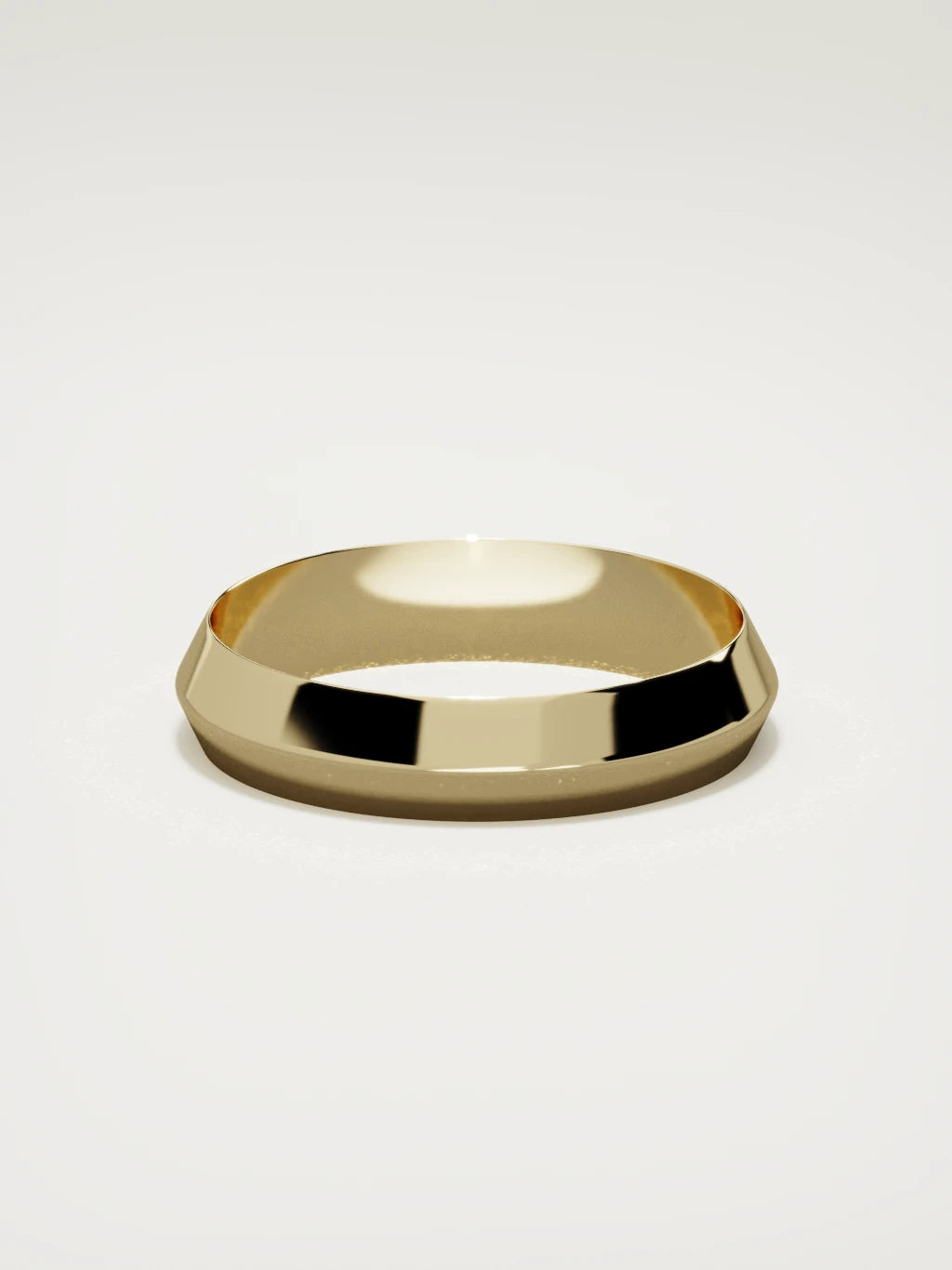The Filo knife-edge men's wedding band in 14K yellow gold, 5 mm, back view