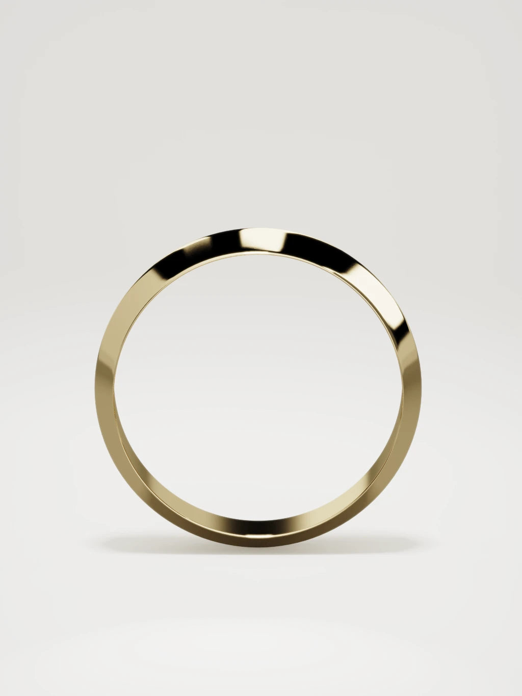 The Filo knife-edge men's wedding band in 14K yellow gold, 5 mm, standing front view