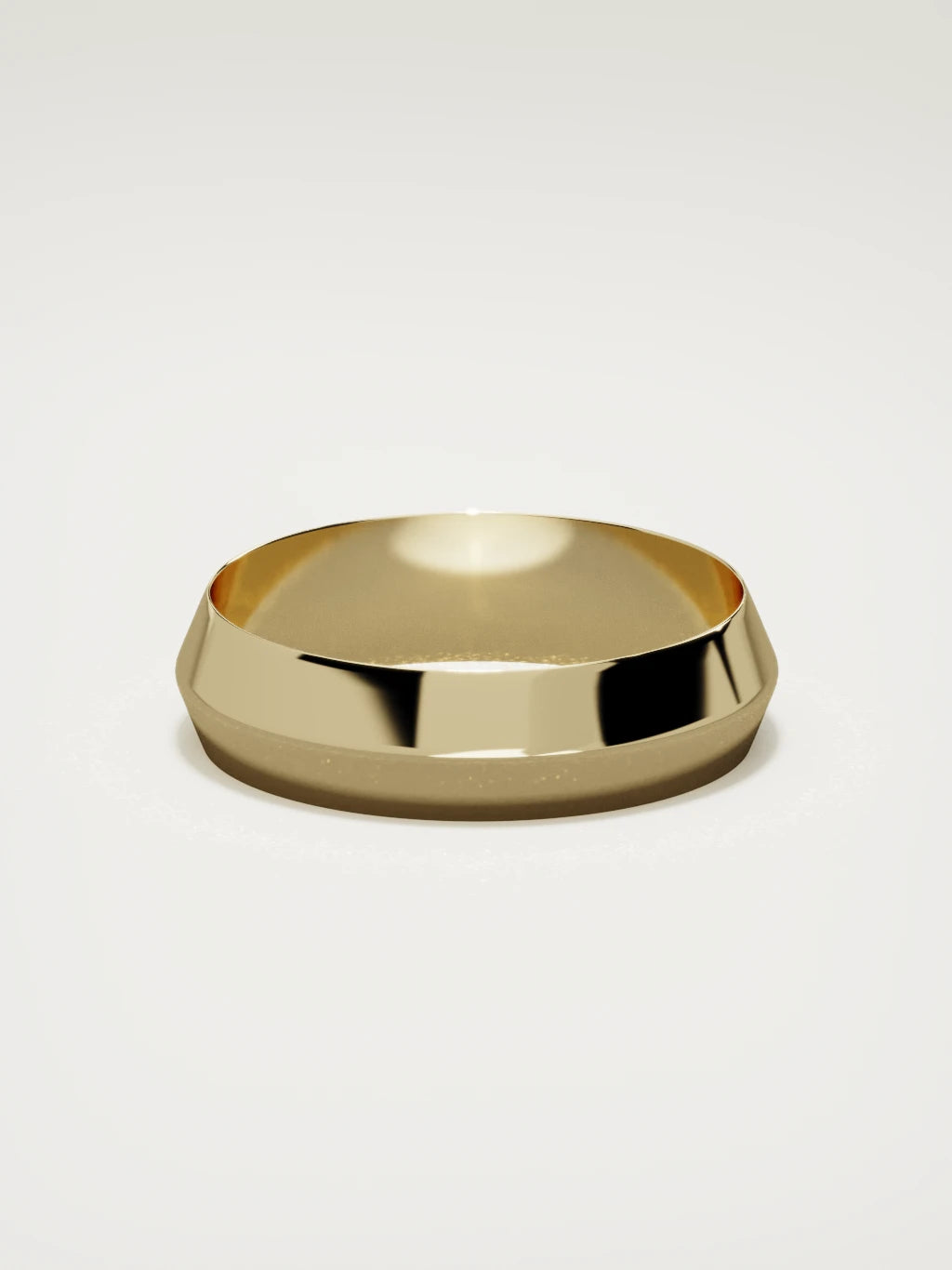 The Filo knife-edge men's wedding band in 14K yellow gold, 6 mm, back view