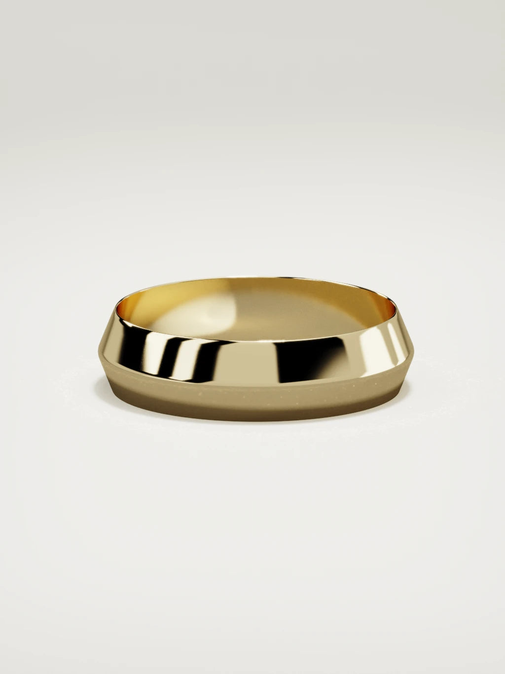 The Filo knife-edge men's wedding band in 14K yellow gold, 6 mm, side view