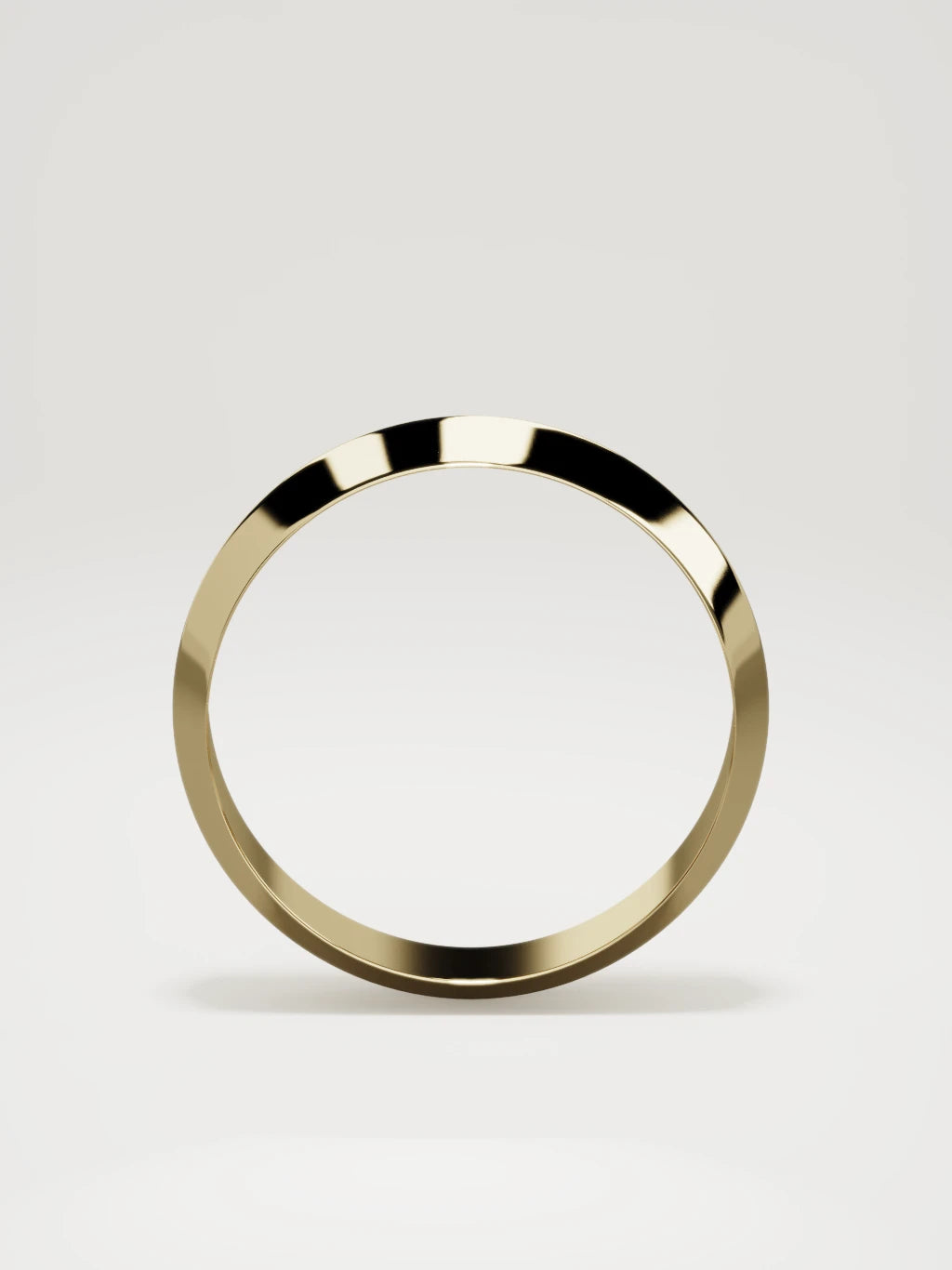The Filo knife-edge men's wedding band in 14K yellow gold, 6 mm, standing front view