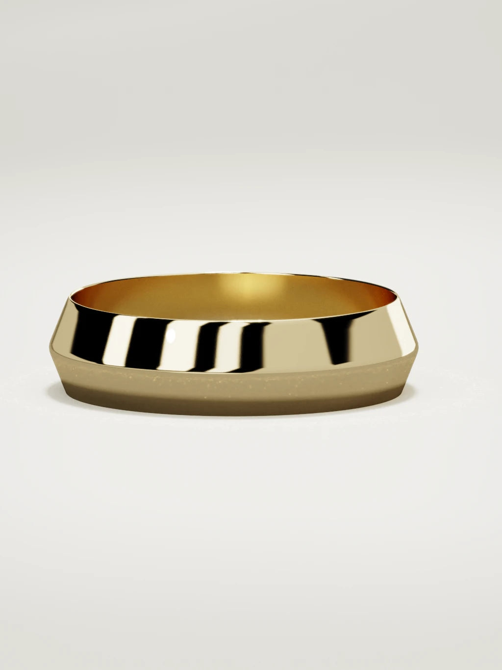 The Filo knife-edge men's wedding band in 14K yellow gold, 6 mm, three-quarter view