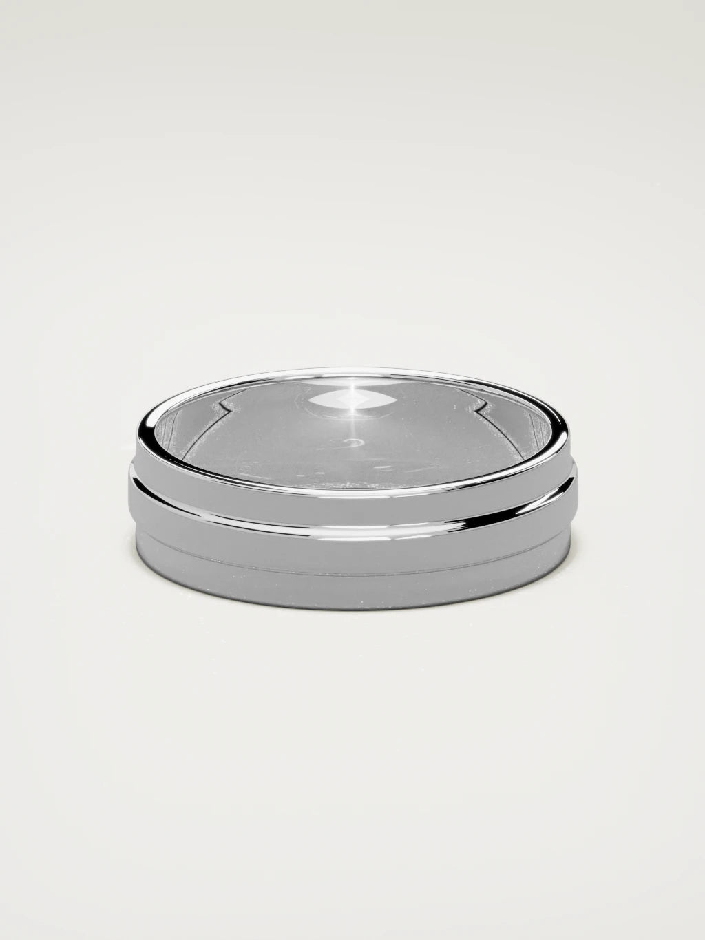 The Linea center-ridge men's wedding band in 14K white gold, 6 mm, back view