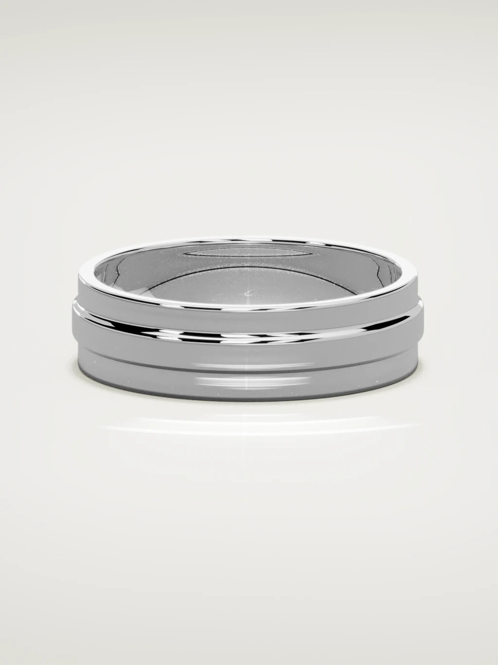 The Linea center-ridge men's wedding band in 14K white gold, 6 mm, front view